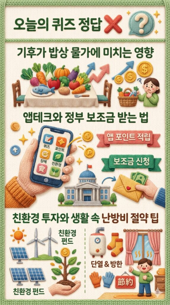 기후행동 기회소득 오늘의 퀴즈 정답 4월9일 대기 중 이산화탄소의 농도