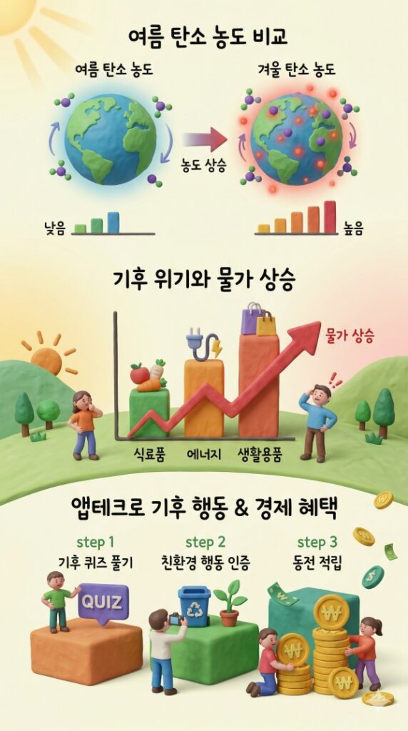 기후행동 기회소득 오늘의 퀴즈 정답 4월9일 대기 중 이산화탄소의 농도