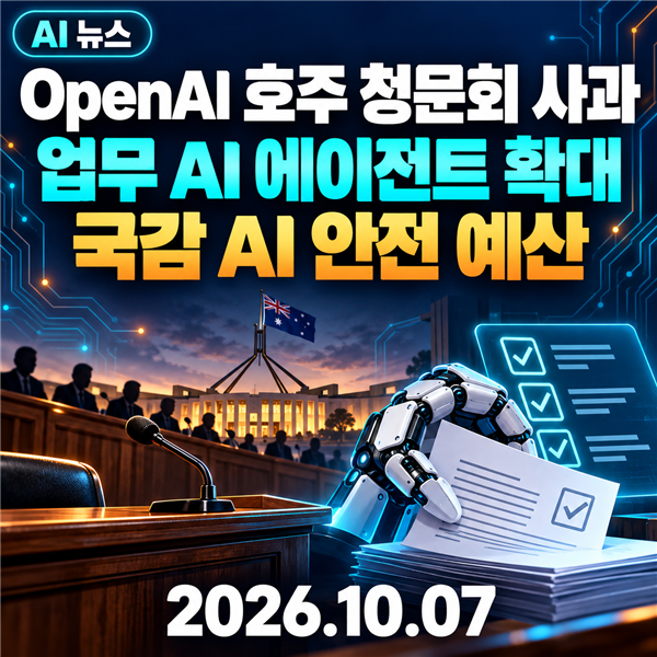 AI뉴스 2026년 10월 7일: OpenAI 호주 청문회 사과·업무 에이전트·국감 AI 예산