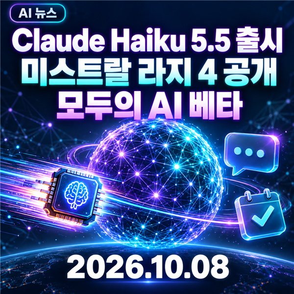 AI뉴스 2026년 10월 8일: Claude Haiku 5.5·미스트랄 라지 4·모두의 AI 베타